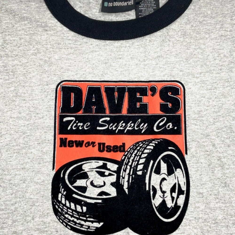 Dave's Tire Supply "We'll Mount Anything" Textured Gray NOS Large T-Shirt